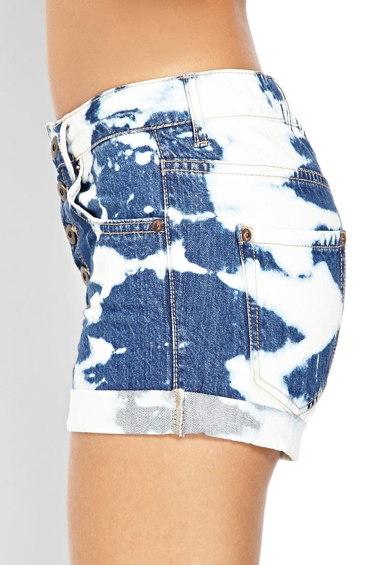 Lyst Forever Valley Girl Bleached Denim Shorts In Blue